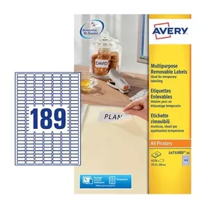Мини-этикетки Avery White Removable L4731REV-25