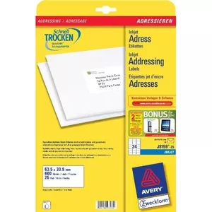 Adreses etiķete Avery J8159-25 balta