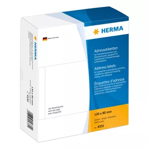 Address labels for typewriters HERMA 4331 130x80 mm white paper matte 500 pcs