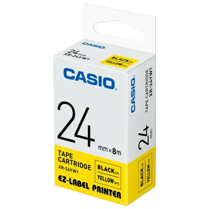 Marķēšanas lente Casio XR-24YW1 melna uz