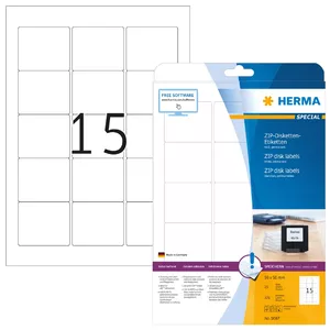 Этикетки HERMA ZIP для дискет A4 59x50 мм белая бумага матовая 375 шт