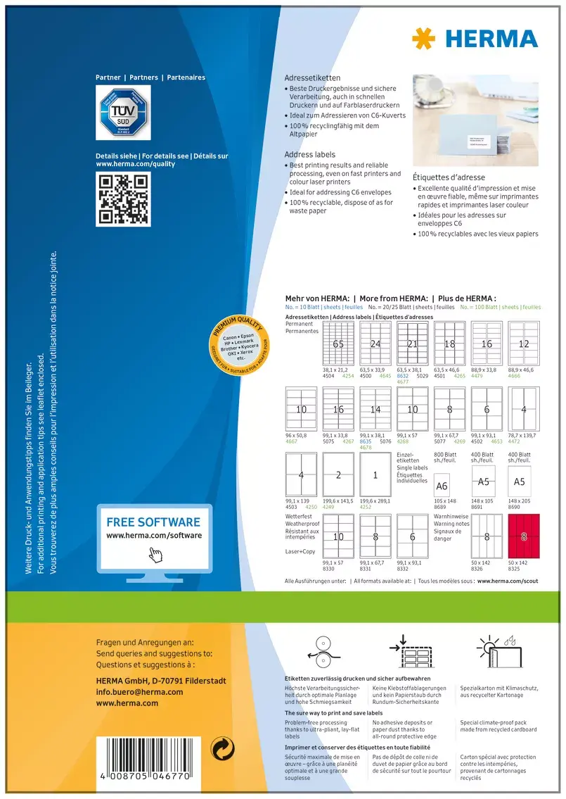 Address labels HERMA Premium A4 63.5x38.1 mm Photo 5