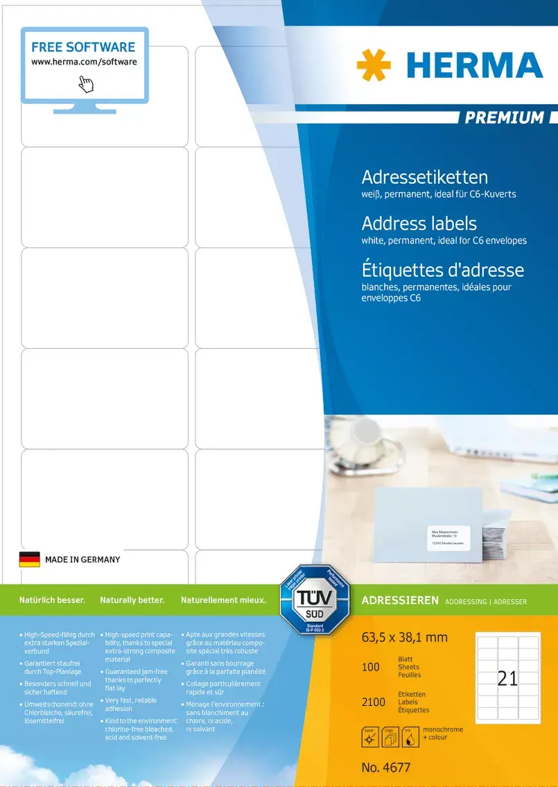 Address labels HERMA Premium A4 63.5x38.1 mm Photo 6