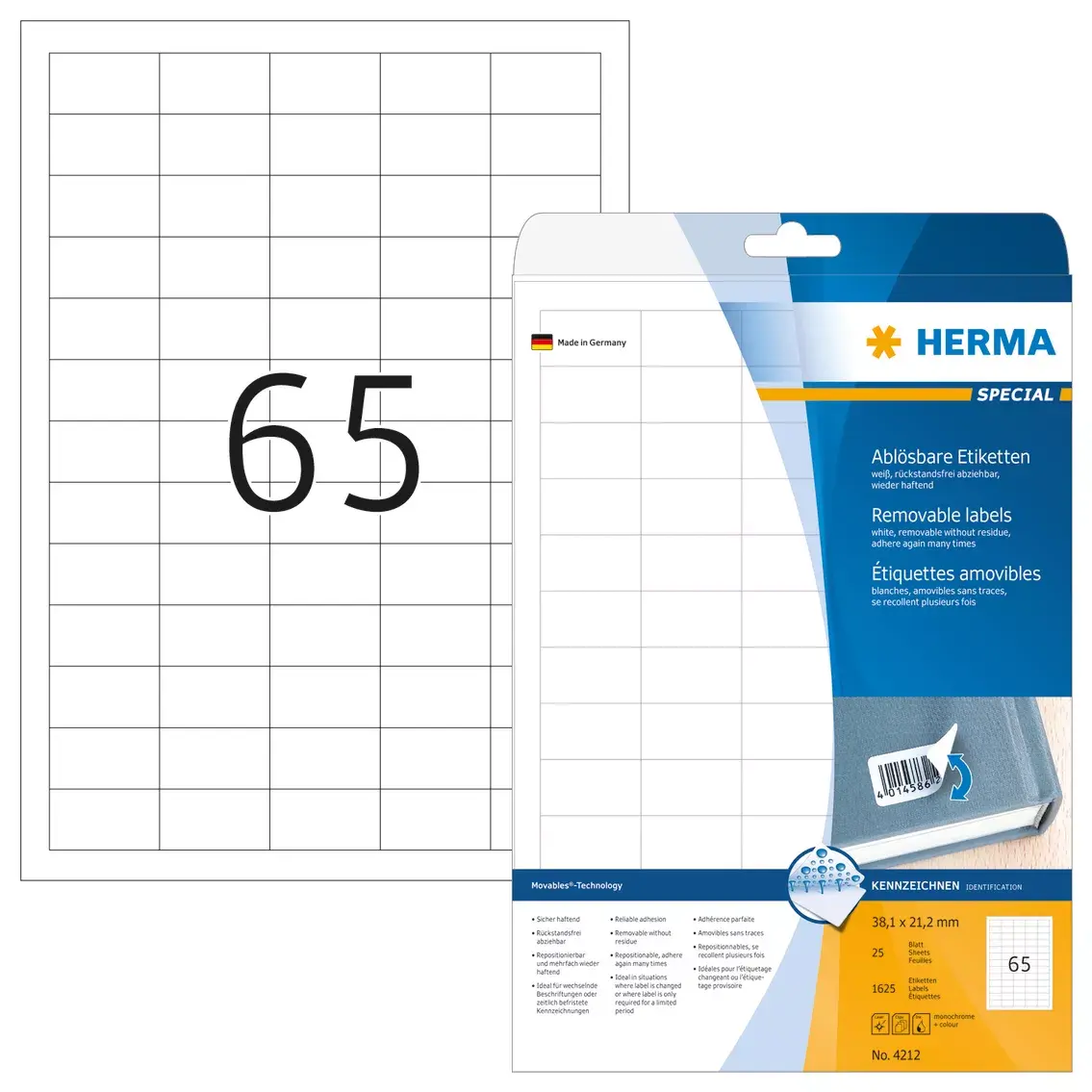 Pašlīmējošās printera etiķetes HERMA 1625 gab A4 Photo 2
