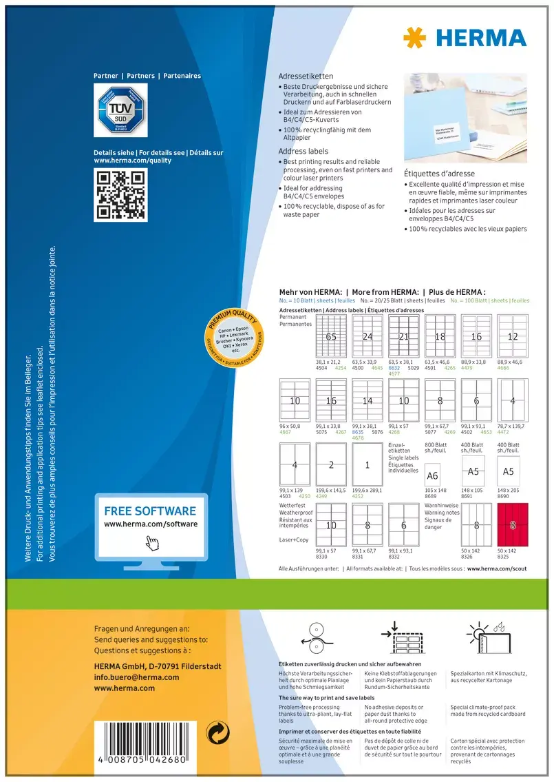 Address labels Premium HERMA A4 99.1x57 mm Photo 5