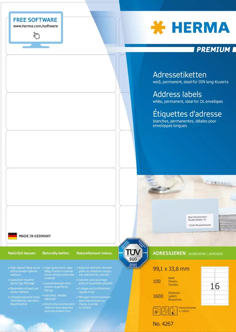 Address labels HERMA Premium A4 99.1x33.8 mm Photo 6