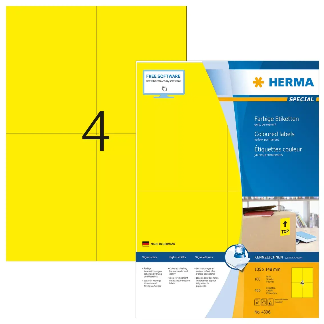 Самоклеящиеся принтерные этикетки HERMA Coloured Labels A4 105x148 mm Photo 2