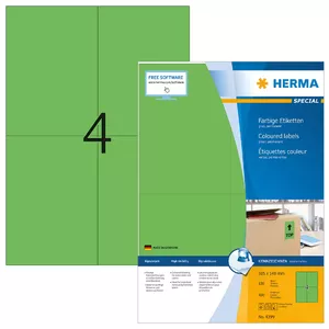 Etiķetes HERMA Krāsainas A4 105x148 mm zaļa papīrs matēts 400 gab