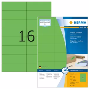 Самоклеящиеся этикетки HERMA A4 105x37 мм зеленые