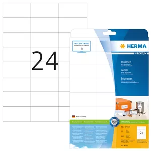 Самоклеящиеся этикетки HERMA Labels Premium A4 70x37 mm