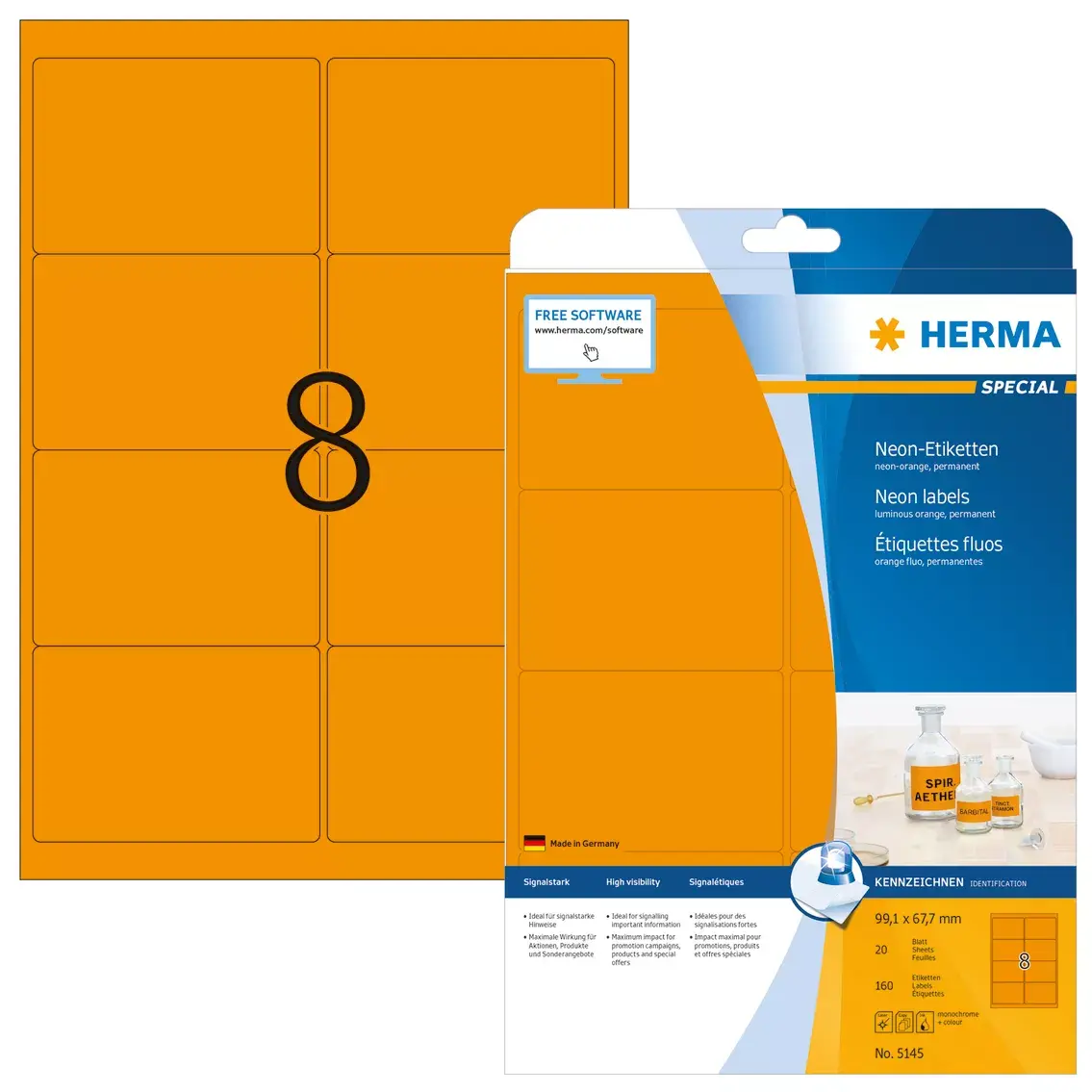 Самоклеящиеся этикетки HERMA Neon A4 Photo 2