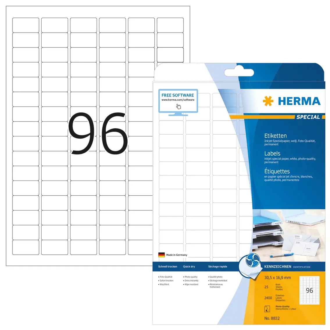 Этикетки для струйной печати HERMA A4 30.5x16.9 мм Photo 2