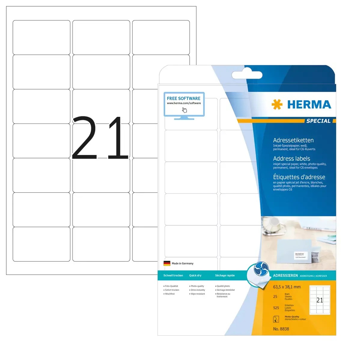Inkjet adreses etiķetes HERMA 8838 Photo 2