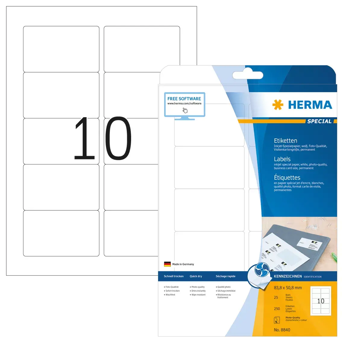 Самоклеящиеся этикетки для принтера HERMA Inkjet A4 Photo 2