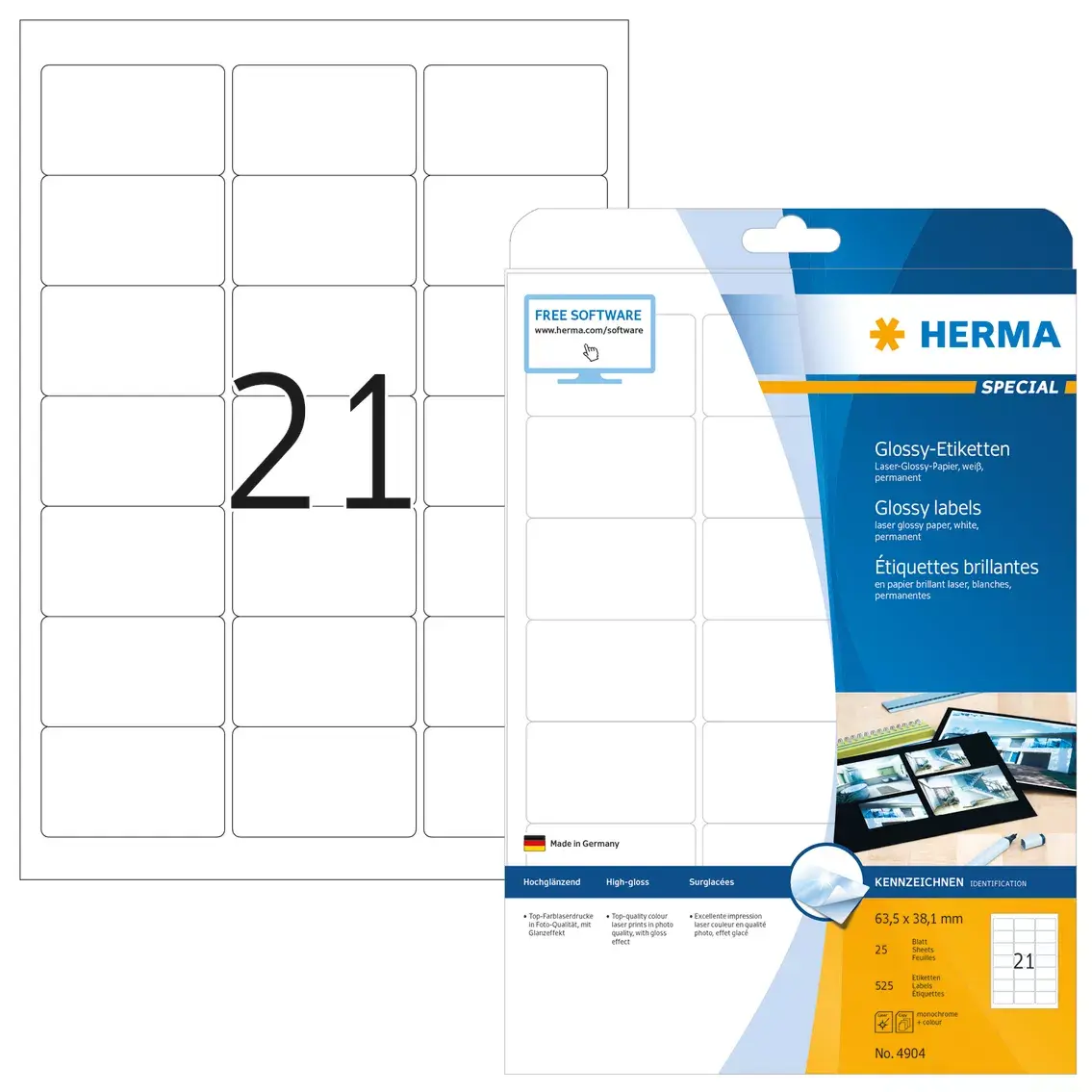 Самоклеящиеся этикетки HERMA A4 63,5x38,1 мм Photo 2