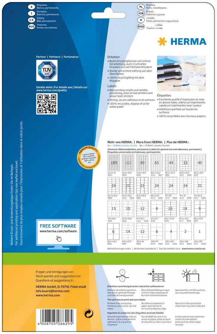 Pašlīmējošā printera etiķete HERMA Labels Premium A4 Photo 5