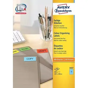 Pašlīmējoša printera etiķete AVERY 3457 Zila 105 x 148 mm