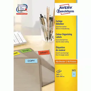 Самоклеящаяся этикетка AVERY 3471 Синяя 210 x 297 мм