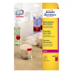 Самоклеящаяся этикетка Avery L6003-25 Овальная красная