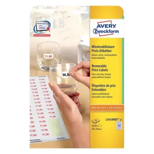 Самоклеящиеся этикетки AVERY L3410REV-25 Съемные белые 2550 шт.