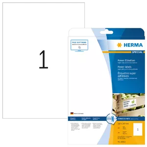 Самоклеящиеся этикетки HERMA A4 210x297 мм белые с высокой адгезией матовые 25 шт