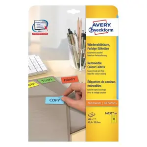 Самоклеящаяся этикетка Avery L6035-20 Овальная желтая
