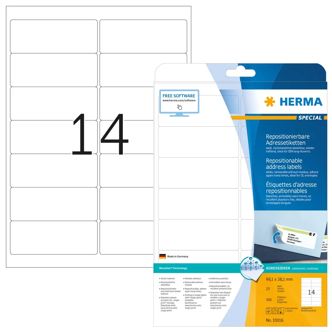 Перемещаемые адресные ярлыки HERMA 99.1x38.1 мм Photo 2