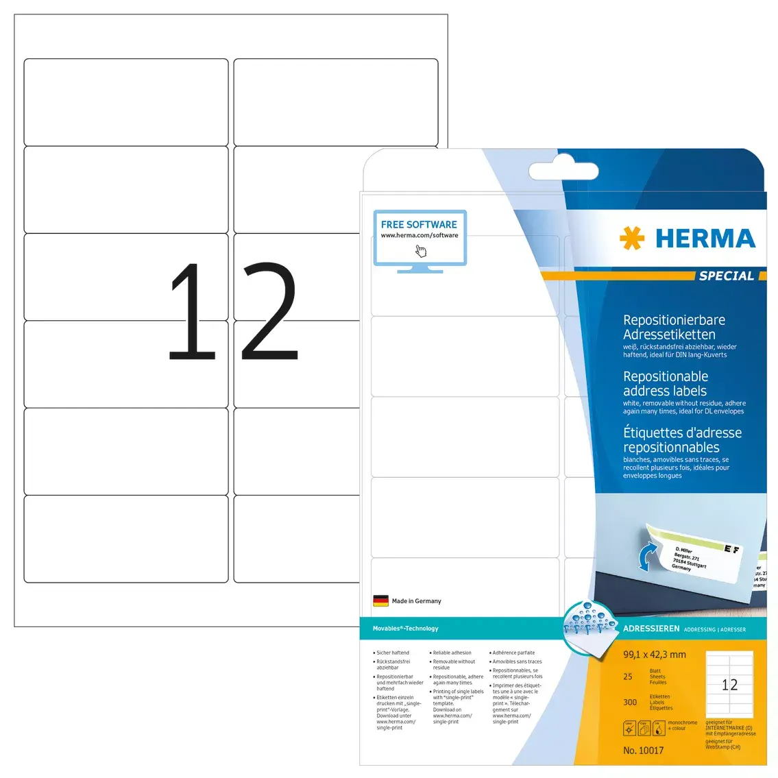 Repositionable address labels HERMA 10017 Photo 2