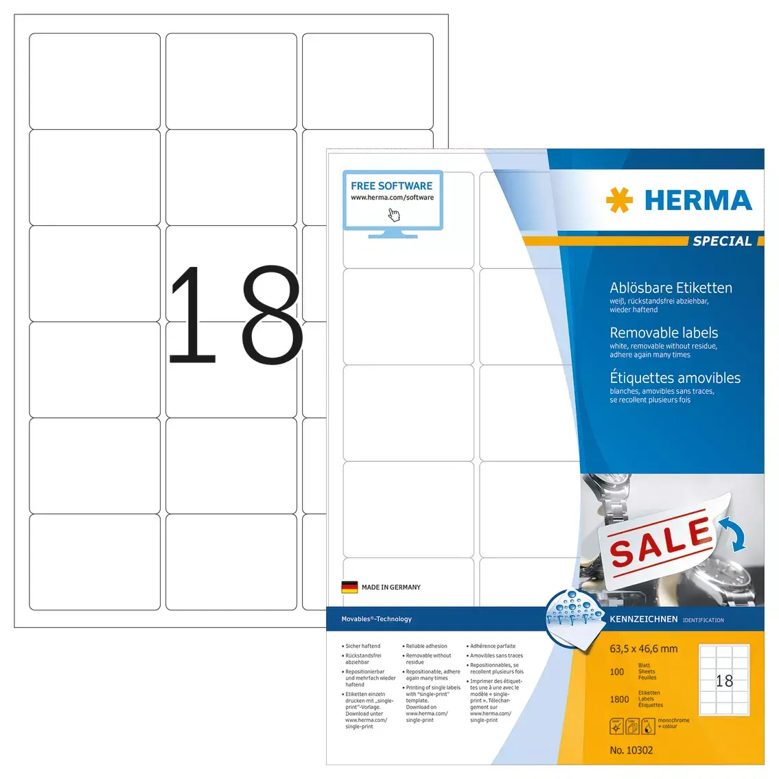 Съемные этикетки HERMA A4 63.5x46.6 мм Photo 2