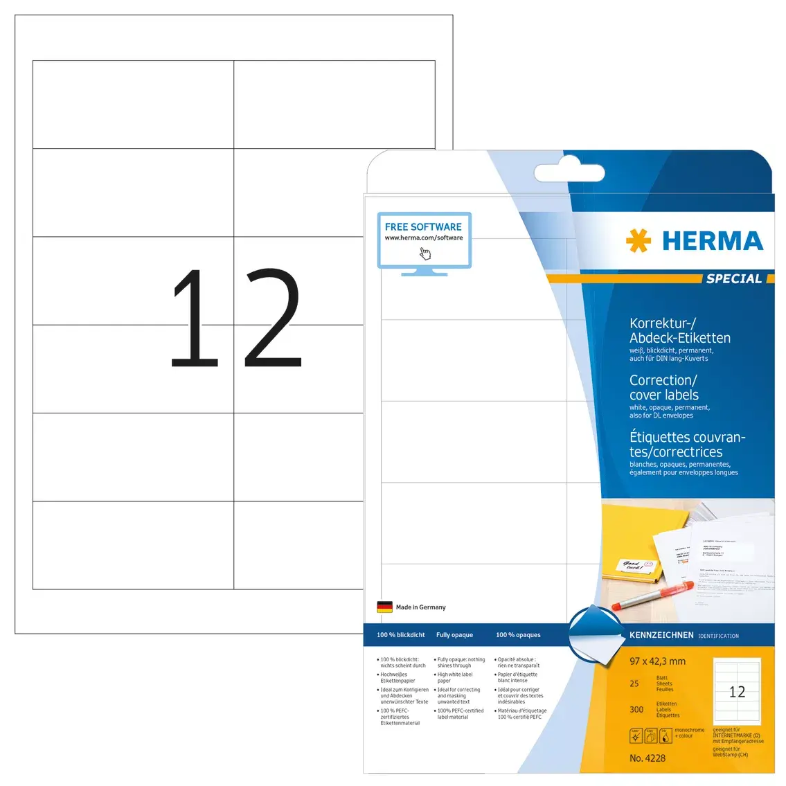 Self-adhesive labels HERMA A4 97x42.3 mm Photo 4