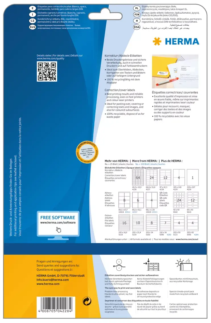 Self-adhesive labels HERMA A4 97x42.3 mm Photo 5