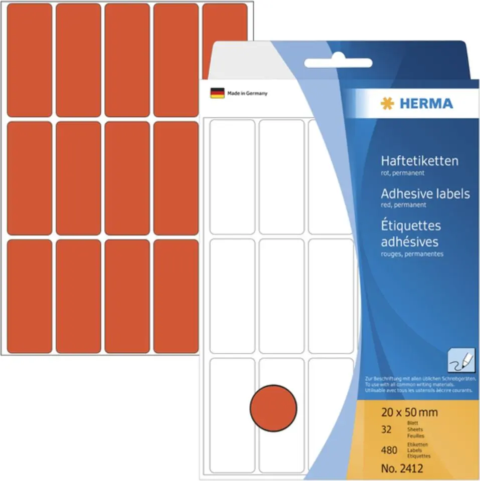 Daudzfunkcionālas etiķetes HERMA 2412 20x50 mm
