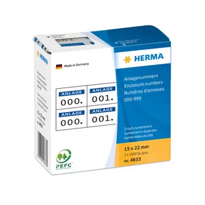 Self-adhesive labels HERMA Enclosure numbers 15x22 mm 0-999