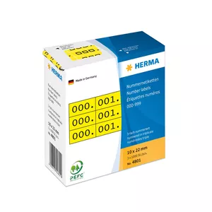 Номерные ярлыки HERMA тройные самоклеящиеся 10x22 мм желтые/черные