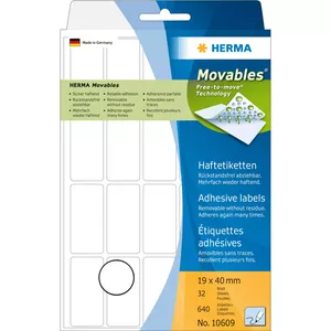 Multi-purpose labels HERMA 10609 19x40 mm white Movables removable paper 640 pcs