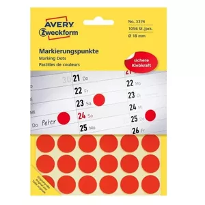 Цветные кодировочные точки Avery Красные 3374