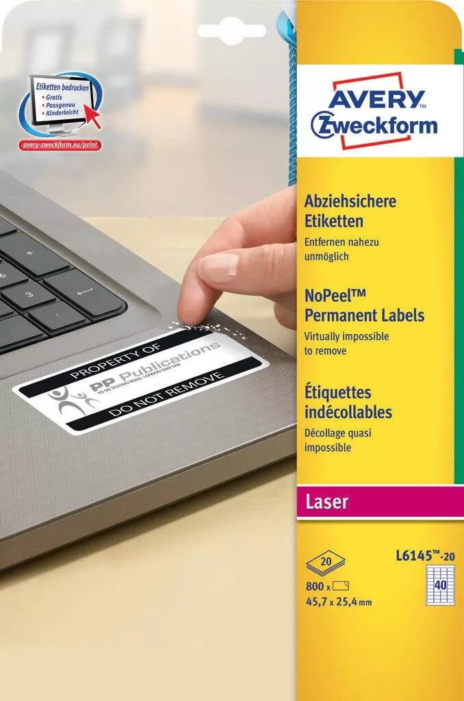 Pašlīmējoša etiķete Avery L6145-20 Apaļstūra, L6145-20