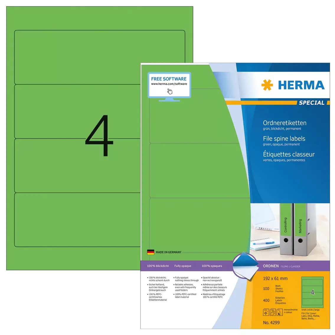 File labels HERMA A4 192x61 mm Photo 3