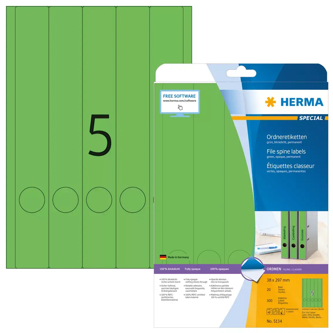Этикетки для файлов HERMA A4 38x297 мм Photo 3