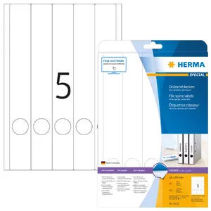 Этикетки для файлов HERMA A4 38x297 мм белая бумага матовая непрозрачная 125 шт