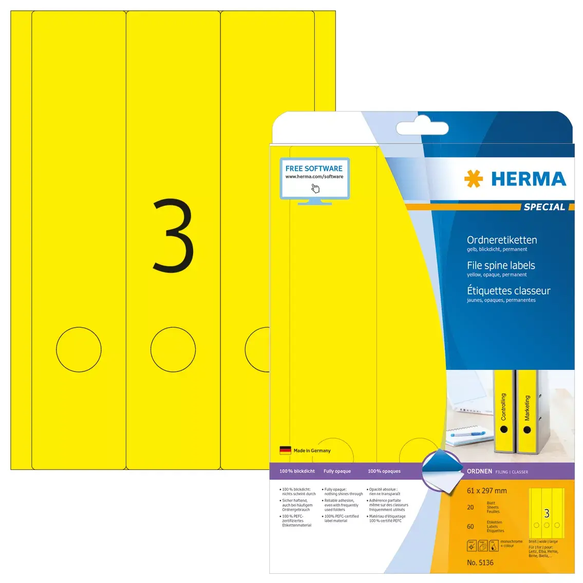 Этикетки для файлов HERMA A4 61x297 мм Photo 3