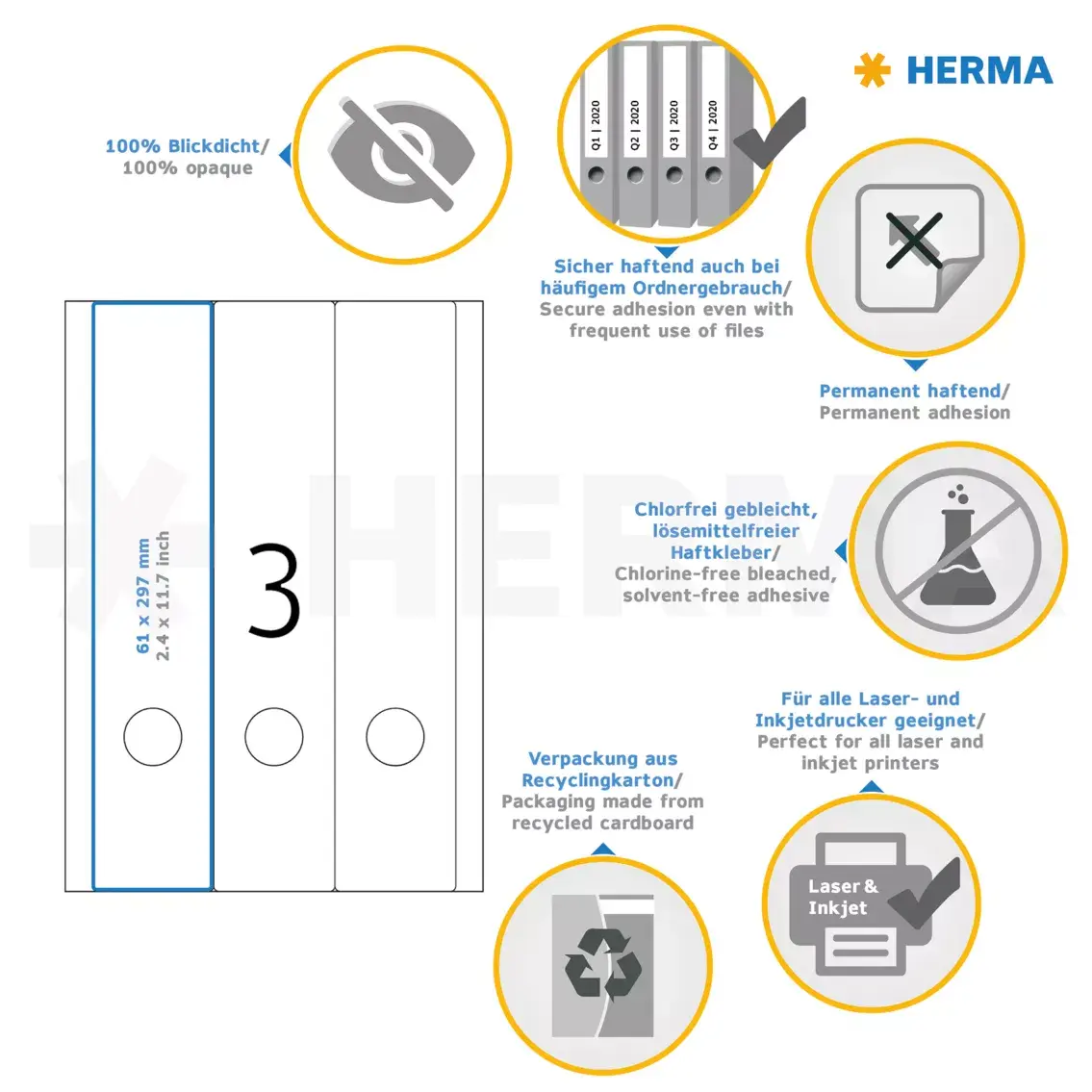Этикетки для файлов HERMA A4 61x297 мм Photo 4