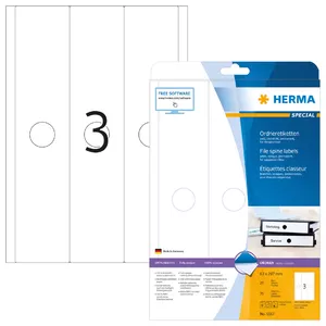 Этикетки для папок HERMA 5167 A4 63x297 мм белая бумага матовая непрозрачная 75 шт