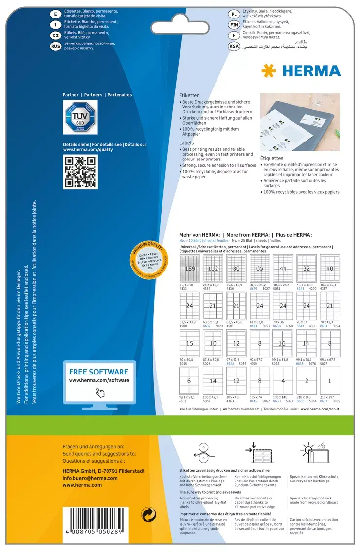 Pašlīmējoša printera etiķete HERMA Labels Premium A4 83.8x50.8 mm Photo 5