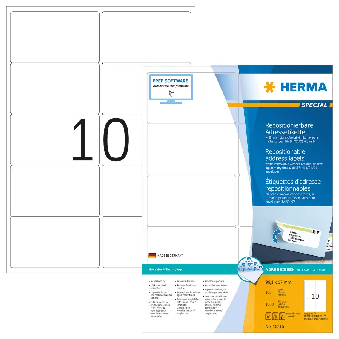 Pārvietojamas adreses etiķetes HERMA 10316 Photo 2