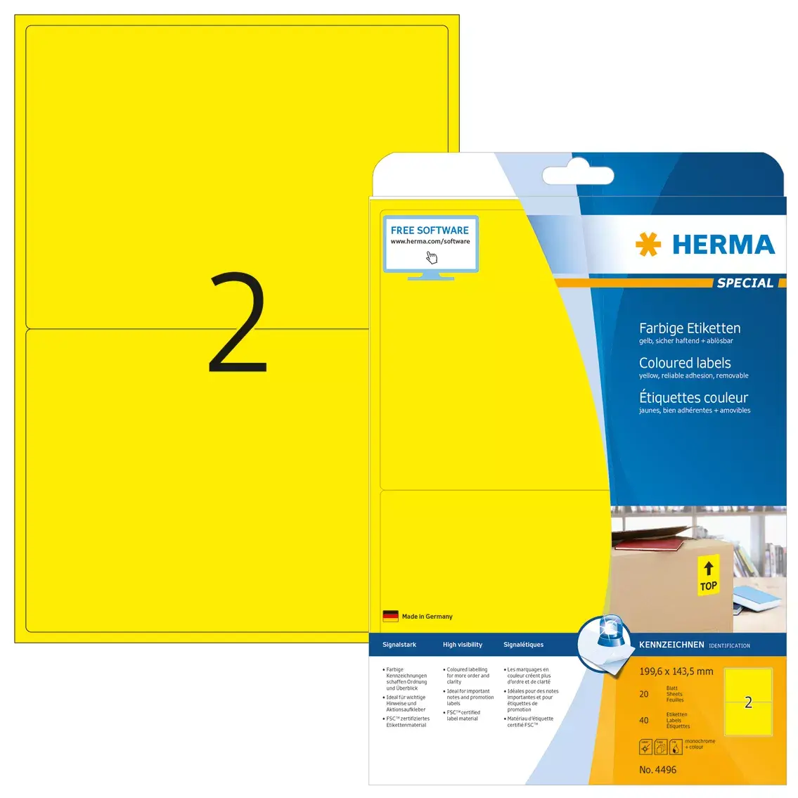 Coloured Labels HERMA A4 199.6x143.5 mm Photo 2