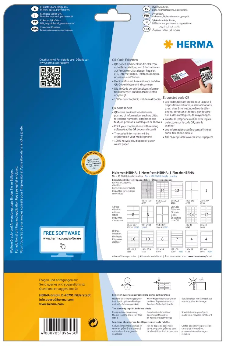 Pašlīmējošās printera etiķetes HERMA QR kodu etiķetes 9643 Photo 5