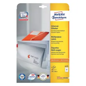 Самоклеящаяся этикетка Avery 6175 Прямоугольная Перманентная Белая