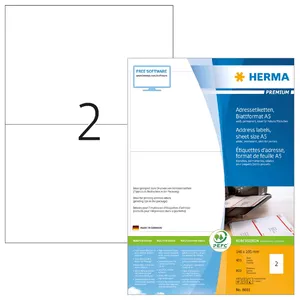 Address labels Premium HERMA 8691 A5 105x148 mm 800 pcs