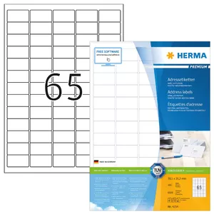 Адресные этикетки Премиум HERMA A4 38.1x21.2 мм 6500 шт